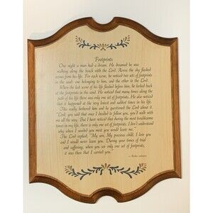 Footprints In The Sand Wood Wall Plaque Religious Spiritual Support Inspiration